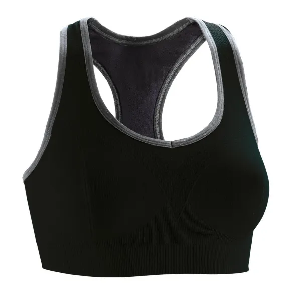  Fitness Cool Compression Sports Bra - Spiro Black Phantom Grey