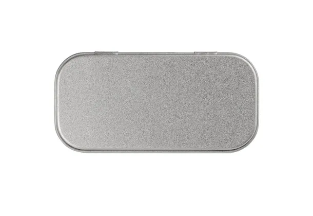  Small tin box for bigger USB flash drives (with inset) Srebrna