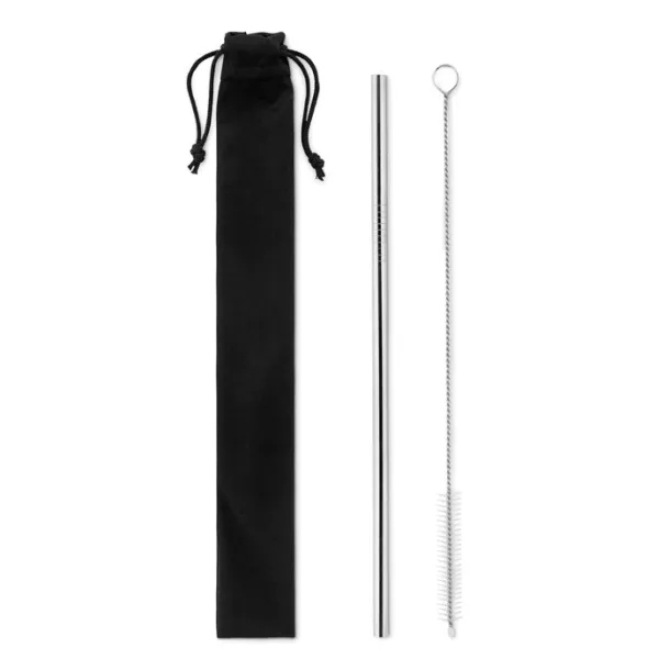 COLD STRAW SS straw and brush in pouch Matt Silver