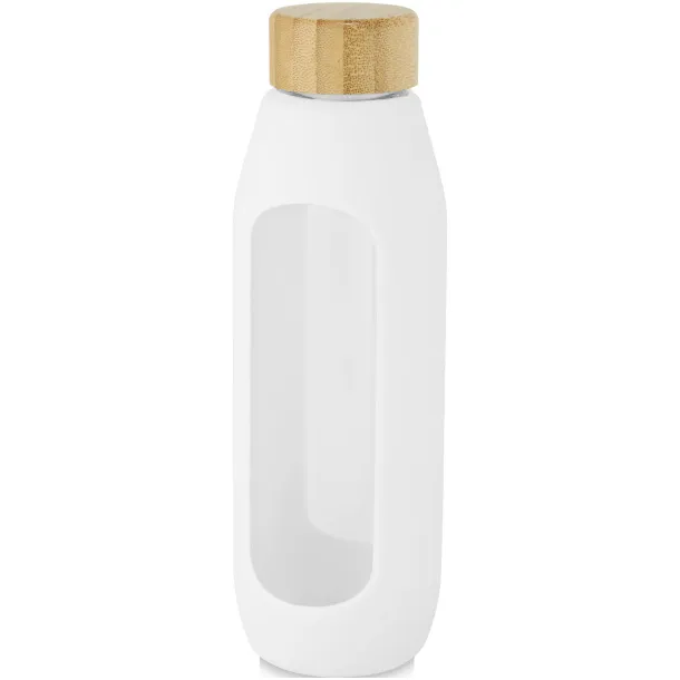 Tidan 600 ml borosilicate glass bottle with silicone grip - Unbranded White