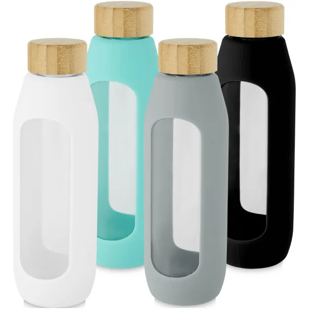 Tidan 600 ml borosilicate glass bottle with silicone grip White