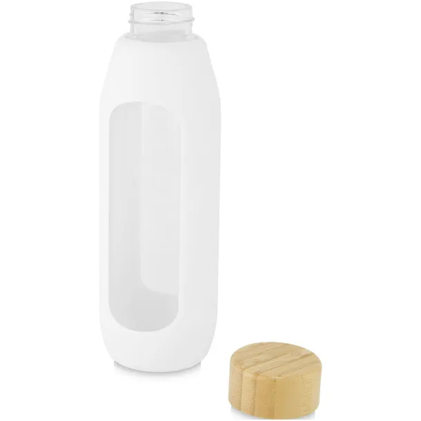 Tidan 600 ml borosilicate glass bottle with silicone grip - Unbranded White