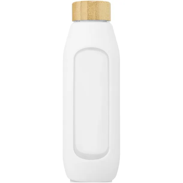 Tidan 600 ml borosilicate glass bottle with silicone grip - Unbranded White