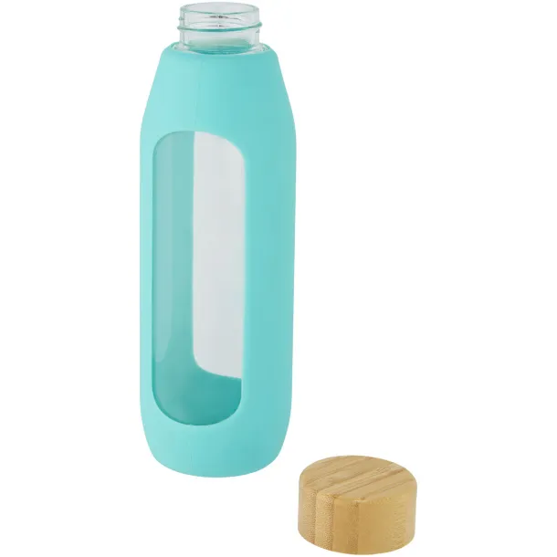 Tidan 600 ml borosilicate glass bottle with silicone grip Tide green