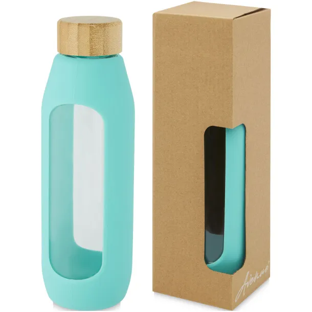 Tidan 600 ml borosilicate glass bottle with silicone grip Tide green