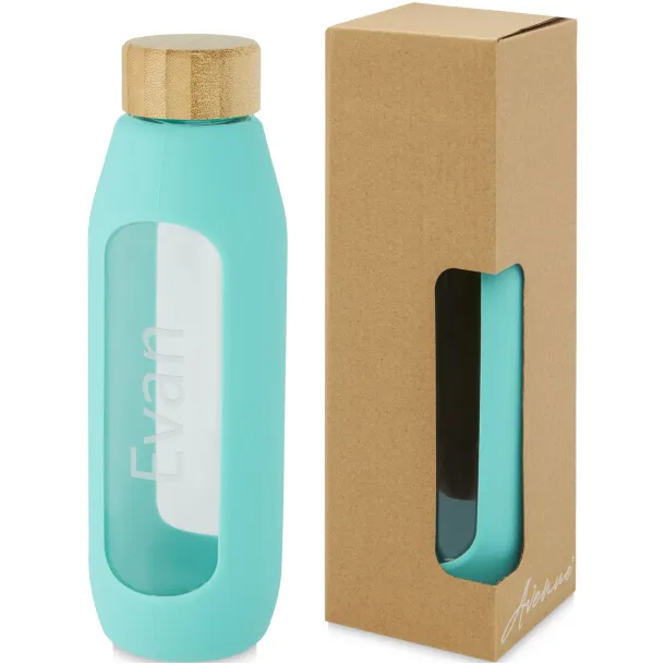 Tidan 600 ml borosilicate glass bottle with silicone grip - Unbranded Tide green