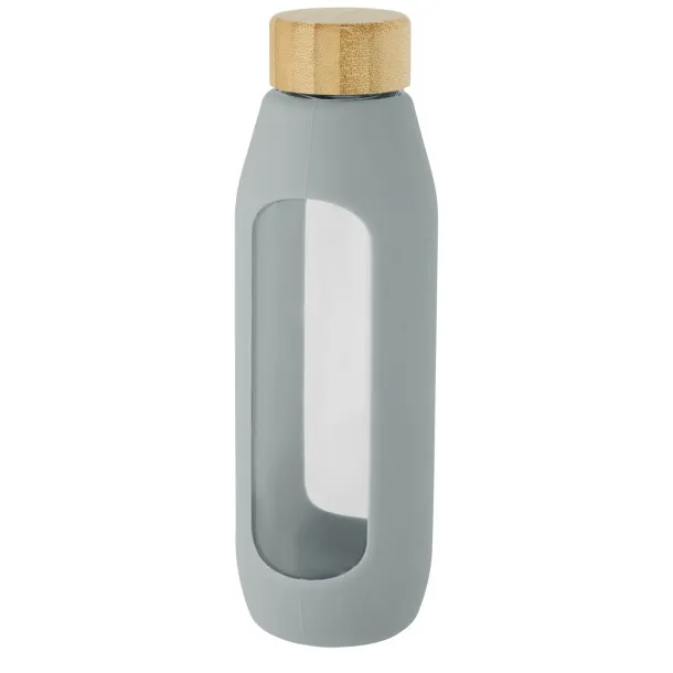 Tidan 600 ml borosilicate glass bottle with silicone grip Grey