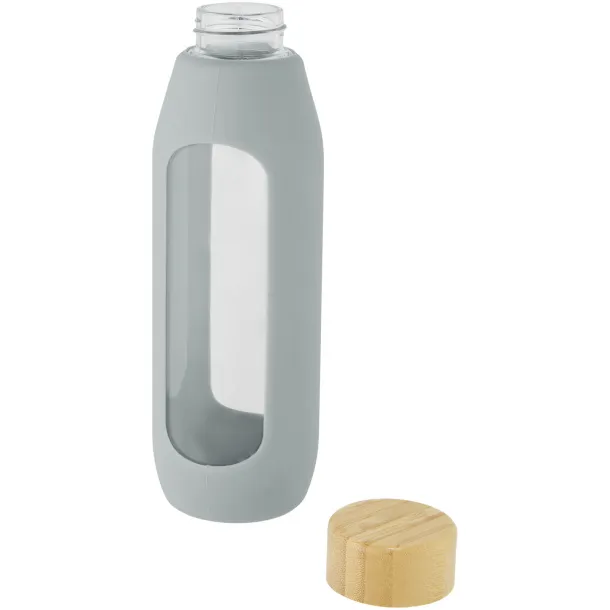 Tidan 600 ml borosilicate glass bottle with silicone grip Grey