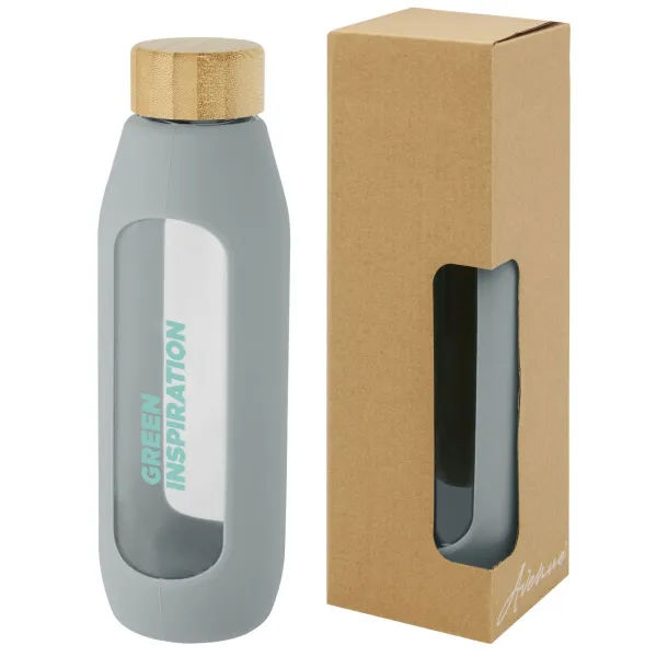 Tidan 600 ml borosilicate glass bottle with silicone grip - Unbranded Grey