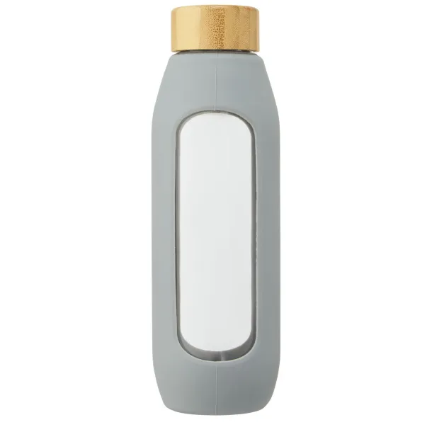 Tidan 600 ml borosilicate glass bottle with silicone grip Grey