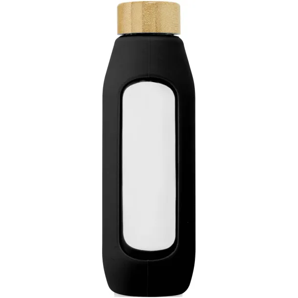 Tidan 600 ml borosilicate glass bottle with silicone grip Solid black