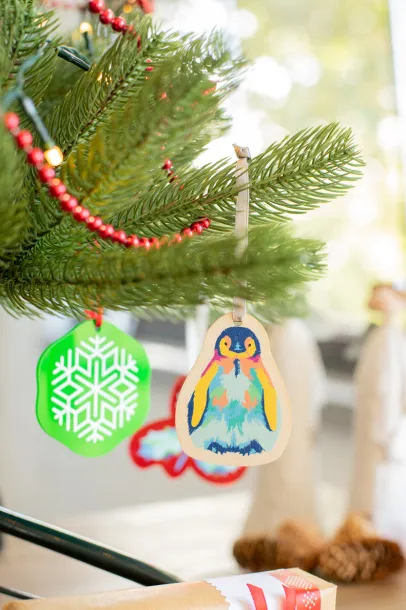 CreaJul Wood custom Christmas tree ornament Silver