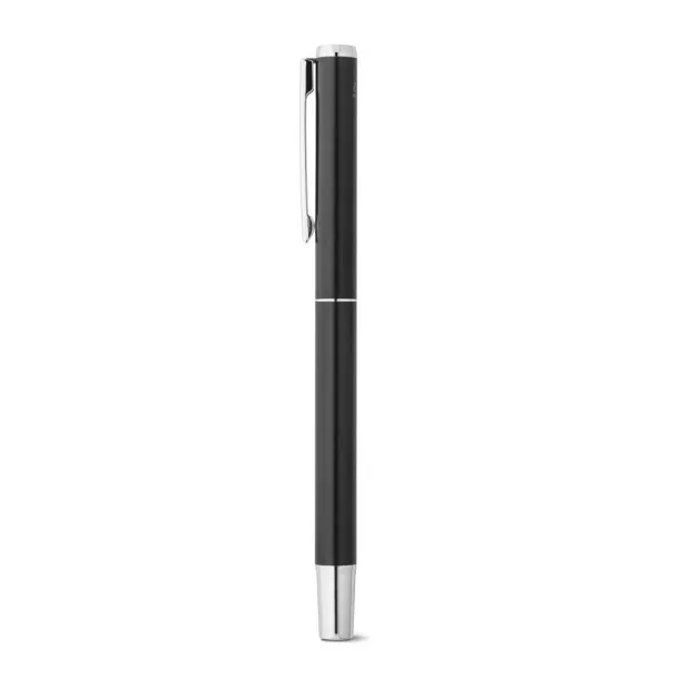 LEAH Roller and ballpoint pen set in recycled aluminium (53% and 94% recycled, respectively) with clip Black