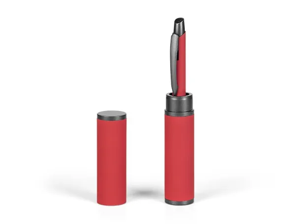  Metal ball pen in metal gift tube Red