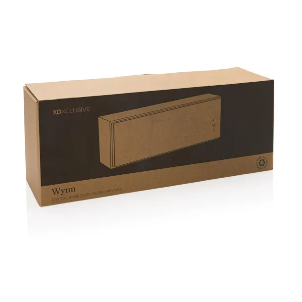  Wynn 10W FSC® bamboo wireless speaker - XD Xclusive Brown 