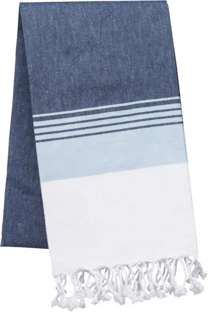  STRIPED FOUTA - Kariban Navy Sky blue