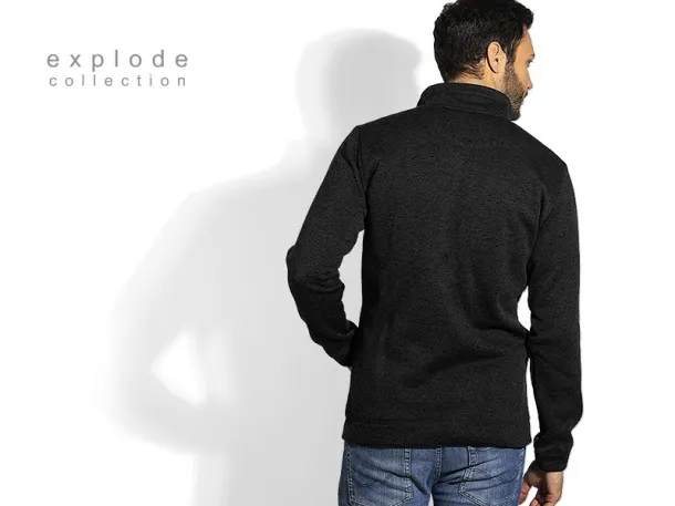 JUMPER Mélange sweatshirt full zipped - EXPLODE Black