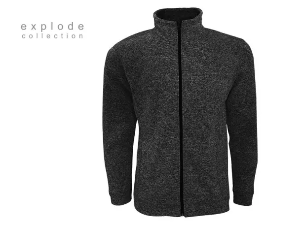 JUMPER Mélange sweatshirt full zipped - EXPLODE Black