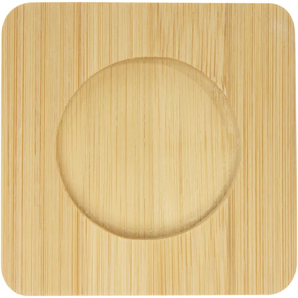 Manti 2-piece 100 ml double-wall glass cup with bamboo coaster - Seasons White Natural