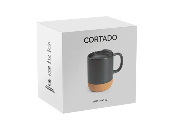 CORTADO keramička šalica s plutenim postoljem 400 ml - CASTELLI Crna