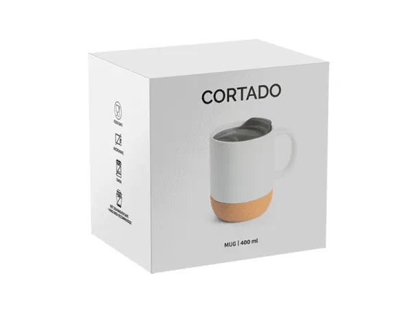 CORTADO keramička šalica s plutenim postoljem 400 ml - CASTELLI Bijela