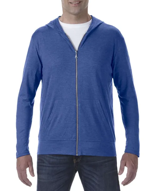  ADULT TRI-BLEND FULL-ZIP HOODED JACKET - Anvil Heather Blue