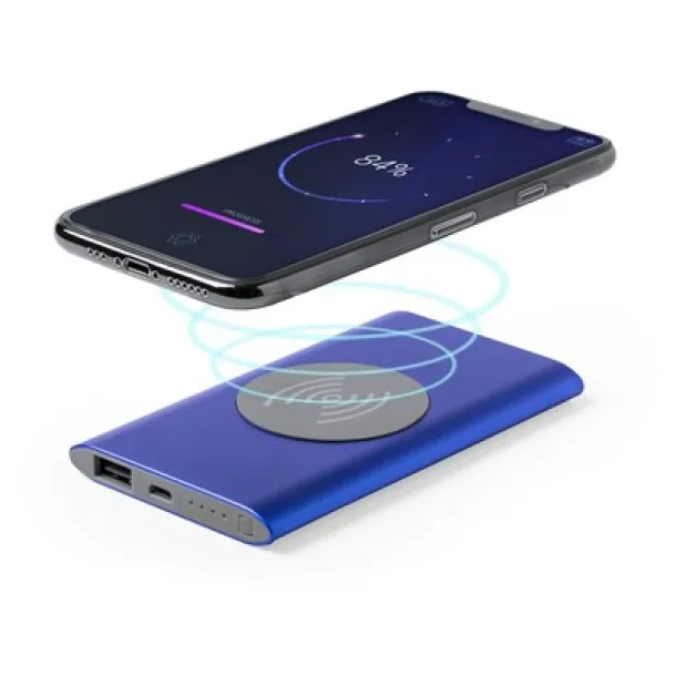  Wireless power bank 4000 mAh, wireless charger 5W blue