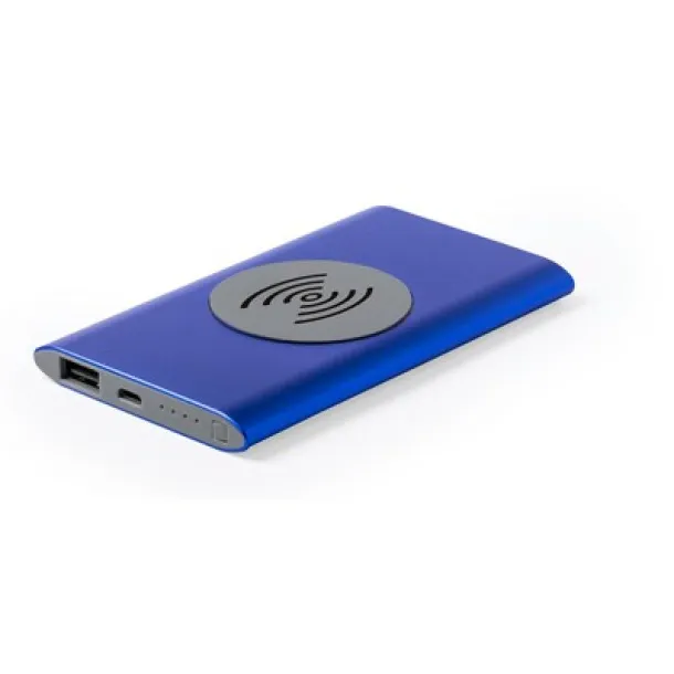  Wireless power bank 4000 mAh, wireless charger 5W blue