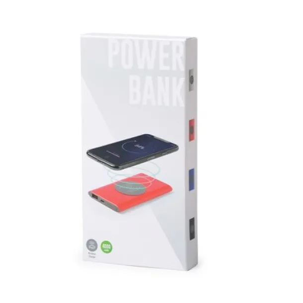  Wireless power bank 4000 mAh, wireless charger 5W red