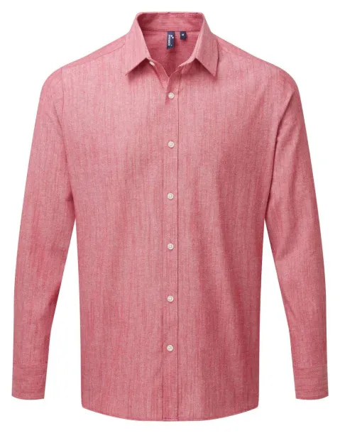  MEN'S COTTON SLUB CHAMBRAY LONG SLEEVE SHIRT - Premier Red