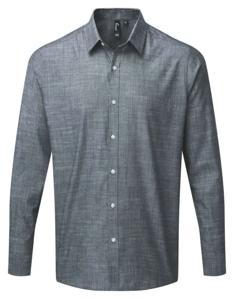  MEN'S COTTON SLUB CHAMBRAY LONG SLEEVE SHIRT - Premier Oxford Navy