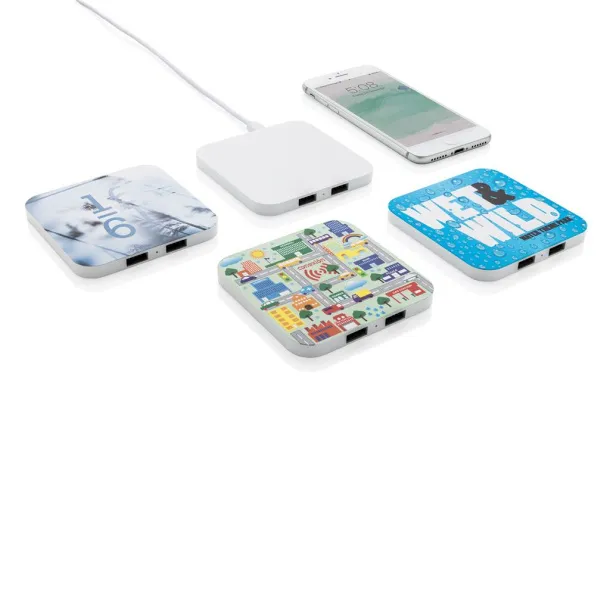  10W bežični punjač sa USB ulazima Bijela