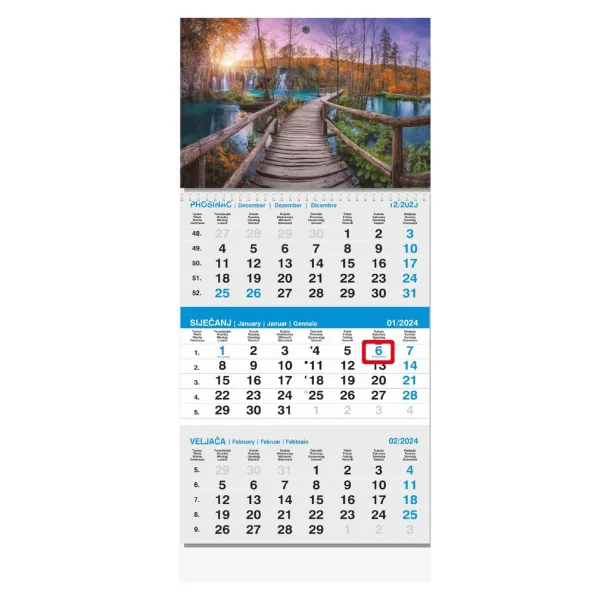  "Poslovni SIVO-PLAVI" three month calendar with photo, 12 sheets, format: 29,5x62cm, PVC bag, date indicator, P/50 Plava