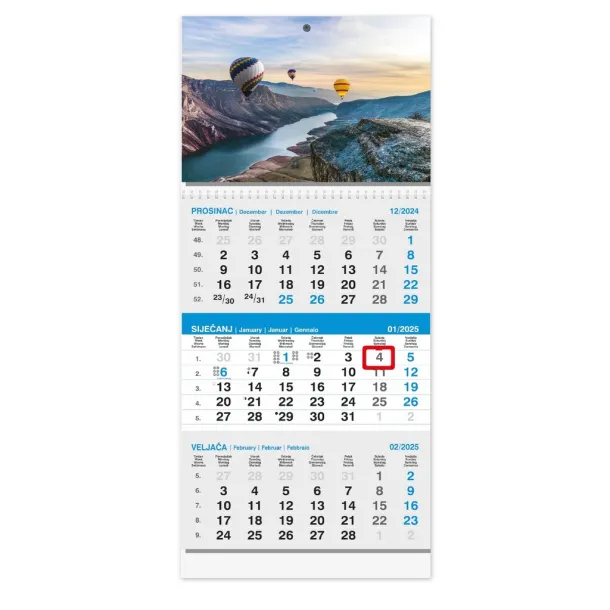  "Poslovni SIVO-PLAVI" three month calendar with photo, 12 sheets, format: 29,5x62cm, PVC bag, date indicator, P/50 Plava