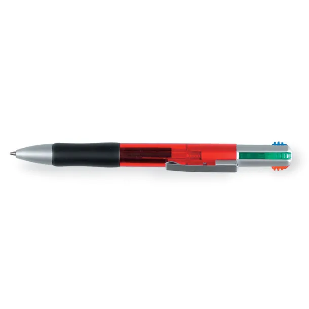BONLES 4 ink colour ball pen transparent red
