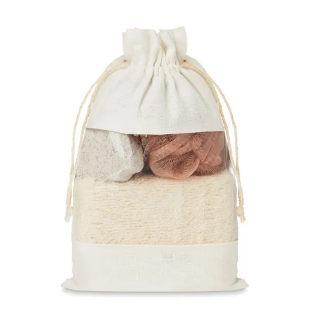 CUIDA SET Bath set in cotton pouch Beige