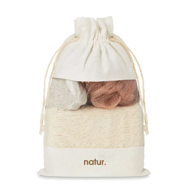 CUIDA SET Bath set in cotton pouch Beige