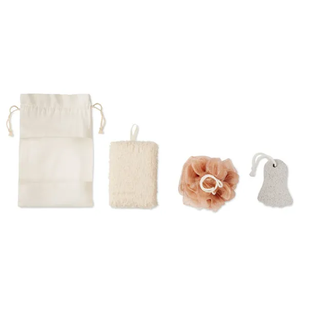 CUIDA SET Bath set in cotton pouch Beige