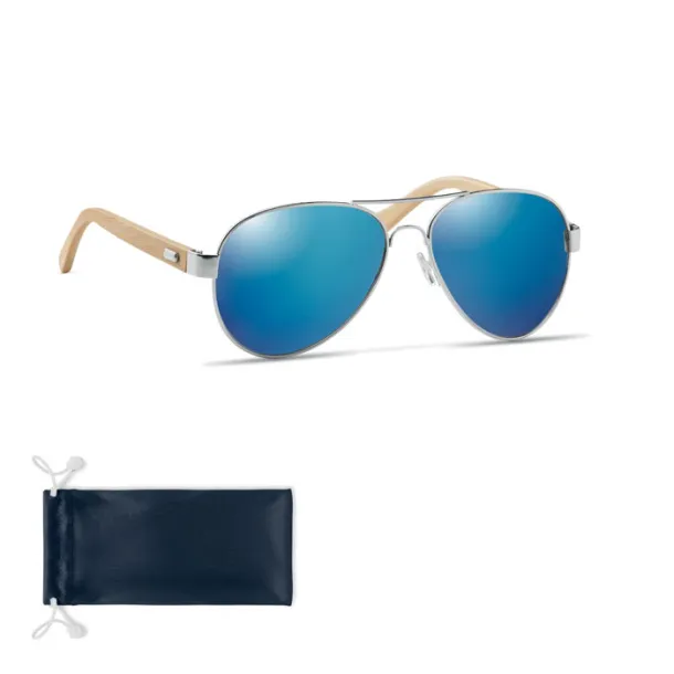 HONIARA Bamboo sunglasses in pouch Blue