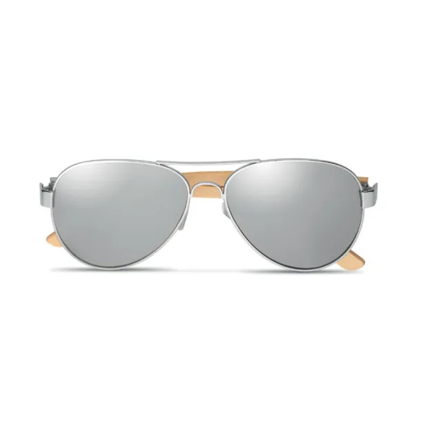 HONIARA Bamboo sunglasses in pouch shiny silver