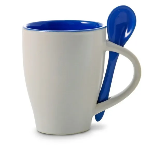  Ceramic mug 300 ml with spoon navy blue