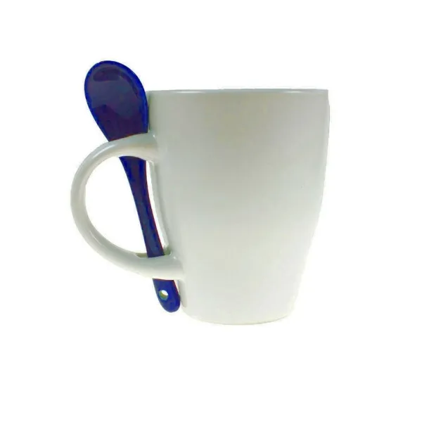  Ceramic mug 300 ml with spoon navy blue