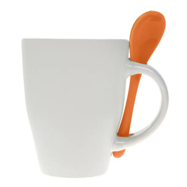  Ceramic mug 300 ml with spoon orange