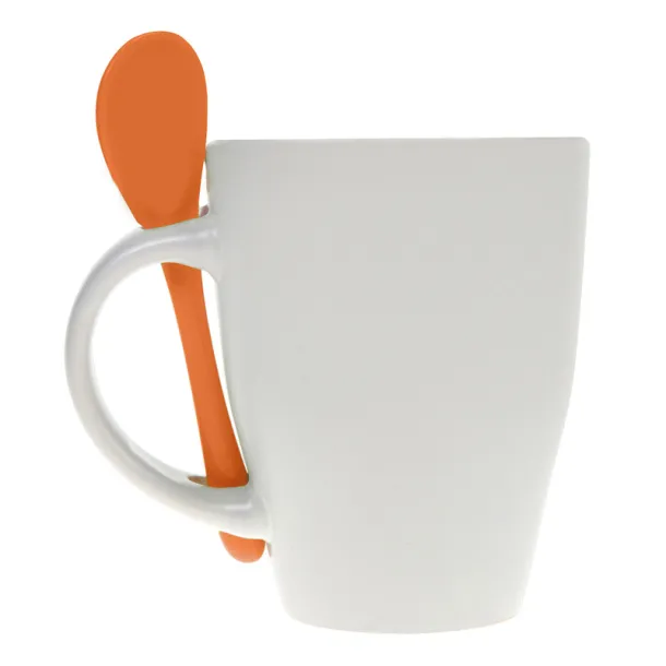  Ceramic mug 300 ml with spoon orange