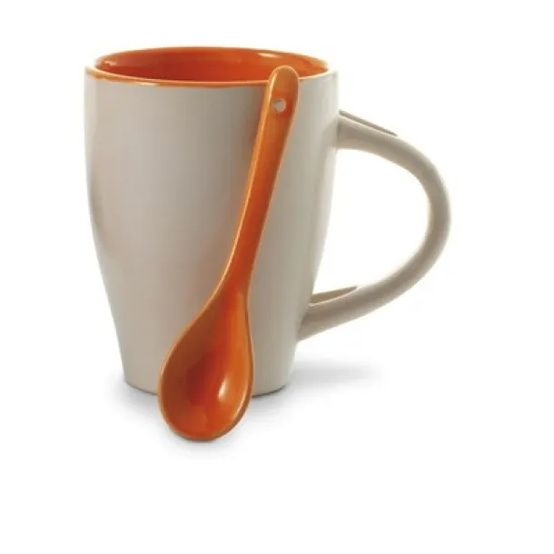  Ceramic mug 300 ml with spoon Narančasta