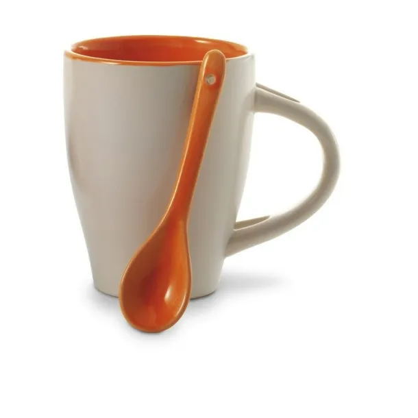  Ceramic mug 300 ml with spoon orange