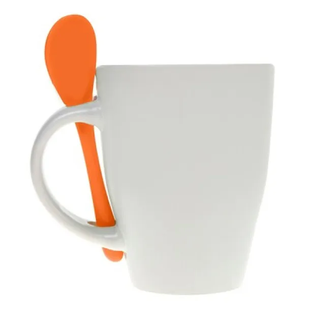  Ceramic mug 300 ml with spoon Narančasta