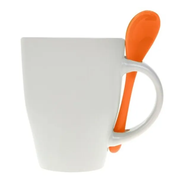  Ceramic mug 300 ml with spoon Narančasta