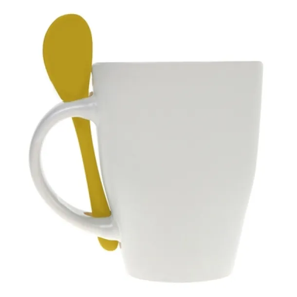  Ceramic mug 300 ml with spoon yellow