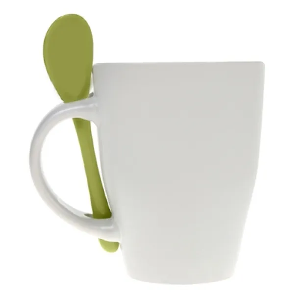  Ceramic mug 300 ml with spoon light green